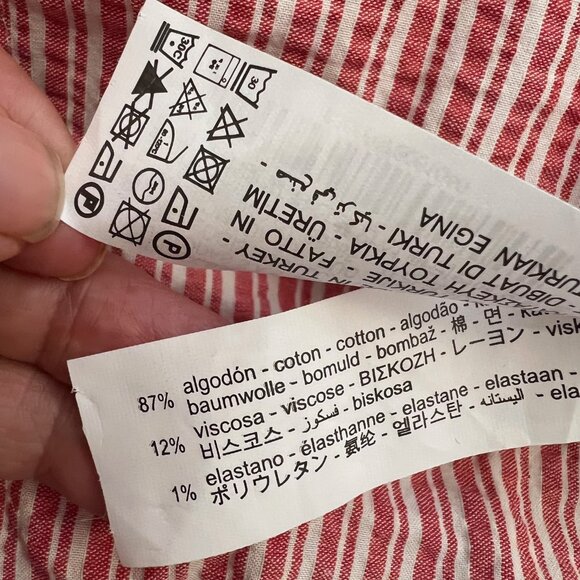 NEW Zara Cotton striped puff sleeve crop top in Red and White, Size L - Picture 15 of 15